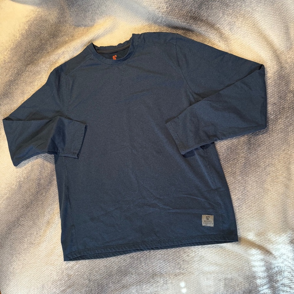 Rugged Elements Durable Utility Men’s Long Sleeve Blue Pullover Shirt Large